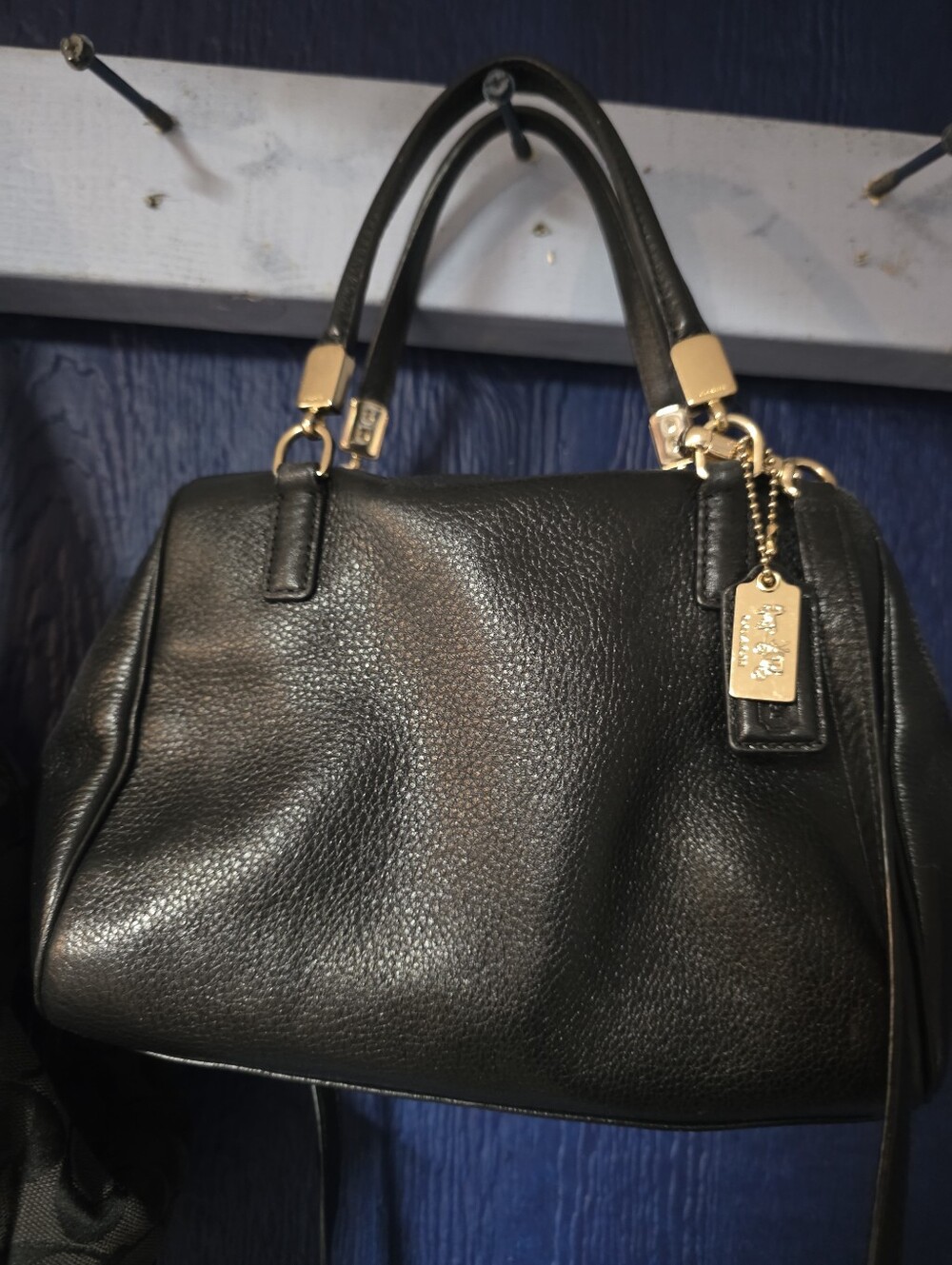 Coach Black Pebbled Leather Satchel with Gold Hardware